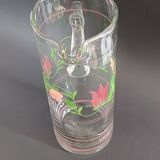 Carafe and four glasses in painted crystal, Hartzviller crystal factory, 1970