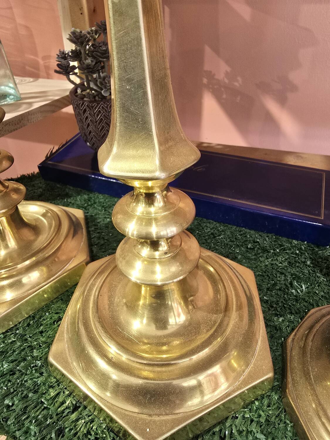 Pair of gilded brass candlesticks