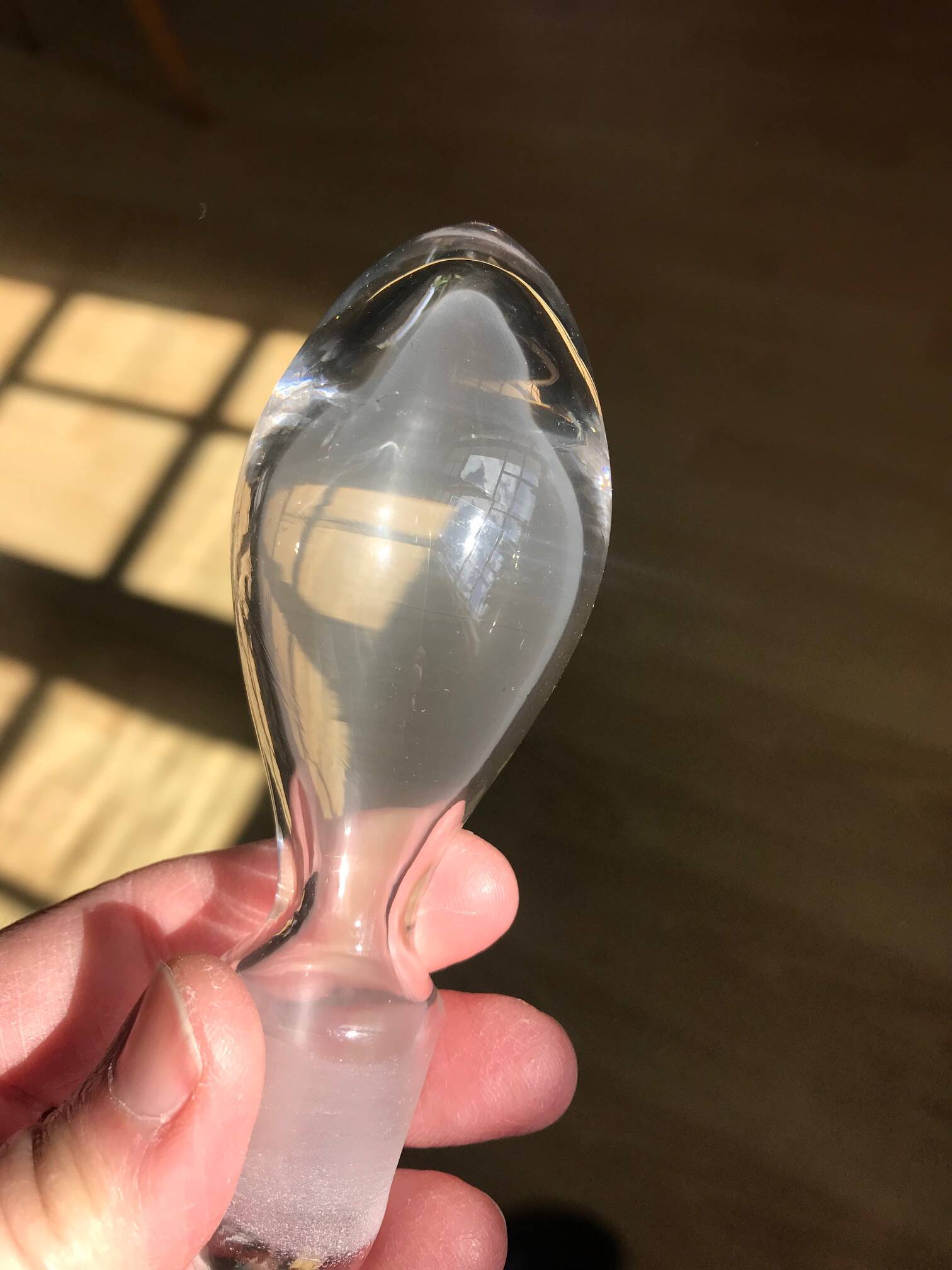 Antique engraved glass carafe