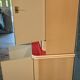 Modernist buffet in almond green & vermilion red 50