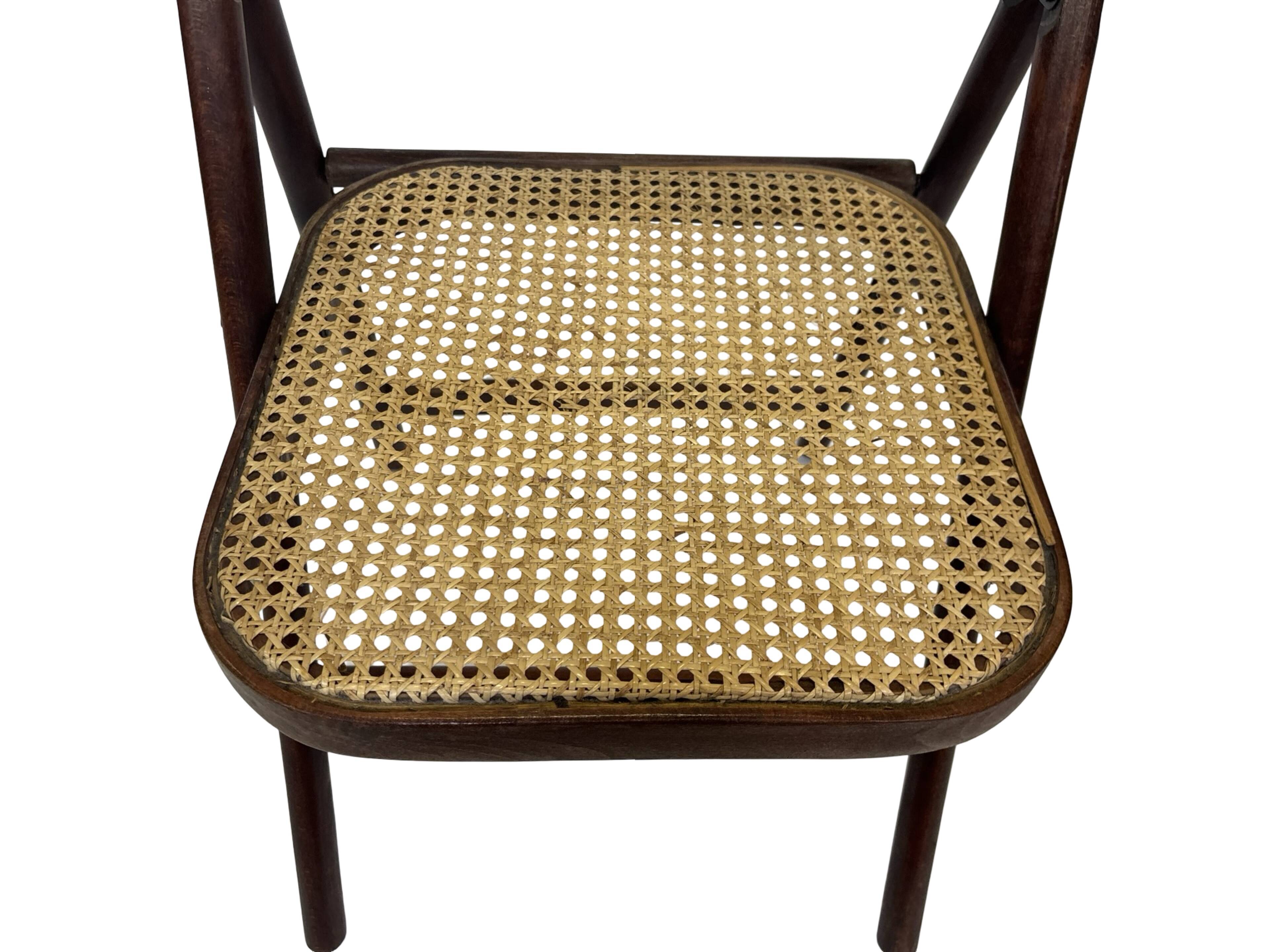 Vintage wooden folding chair with webbing seat 60s minimalist design