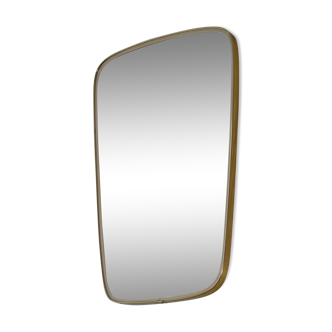 Miroir rétroviseur asymétrique forme libre vintage laiton 36x57cm
