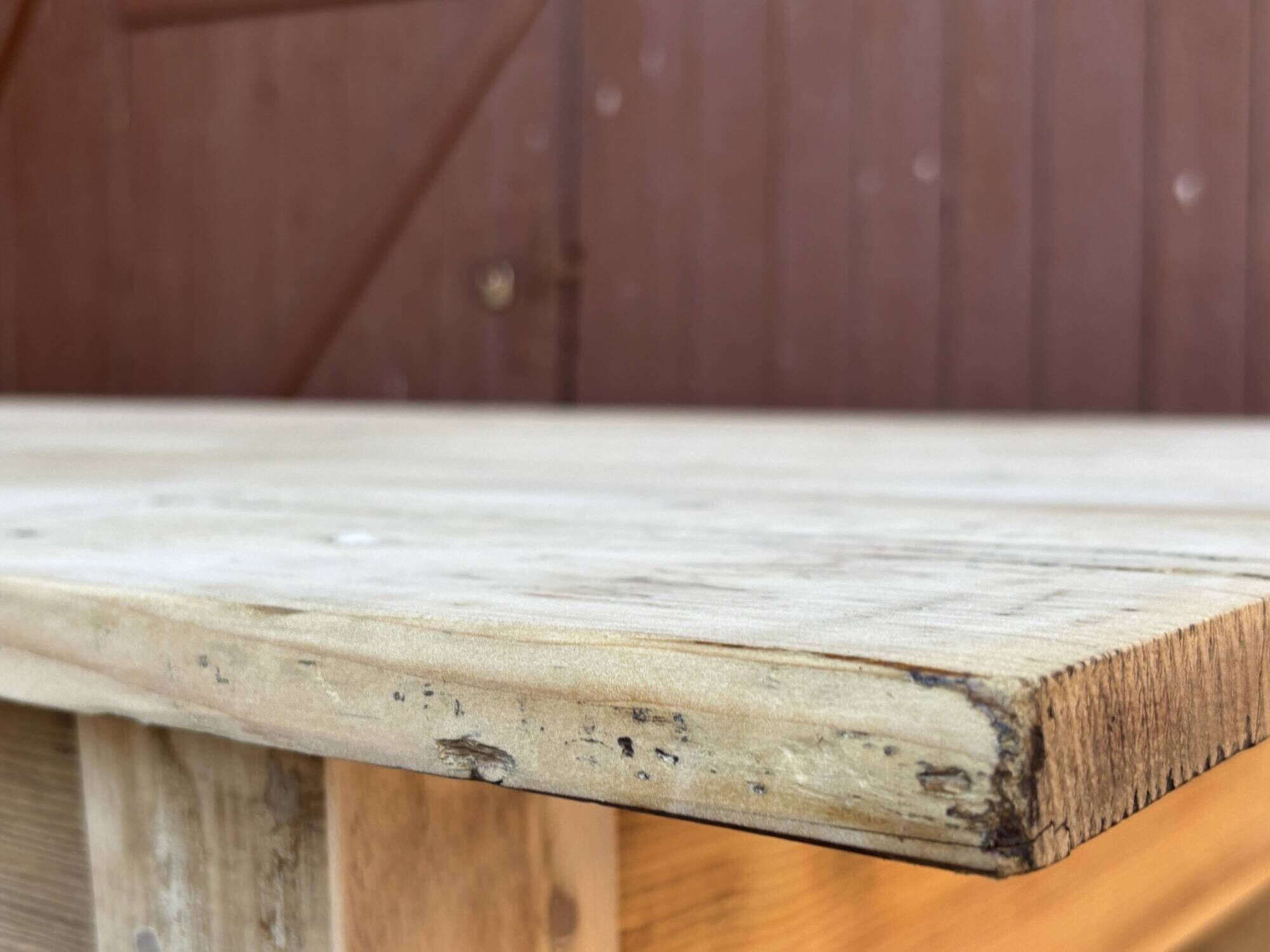 Very large farmhouse table 300 cm in fir from 1900, natural raw wood brewery.