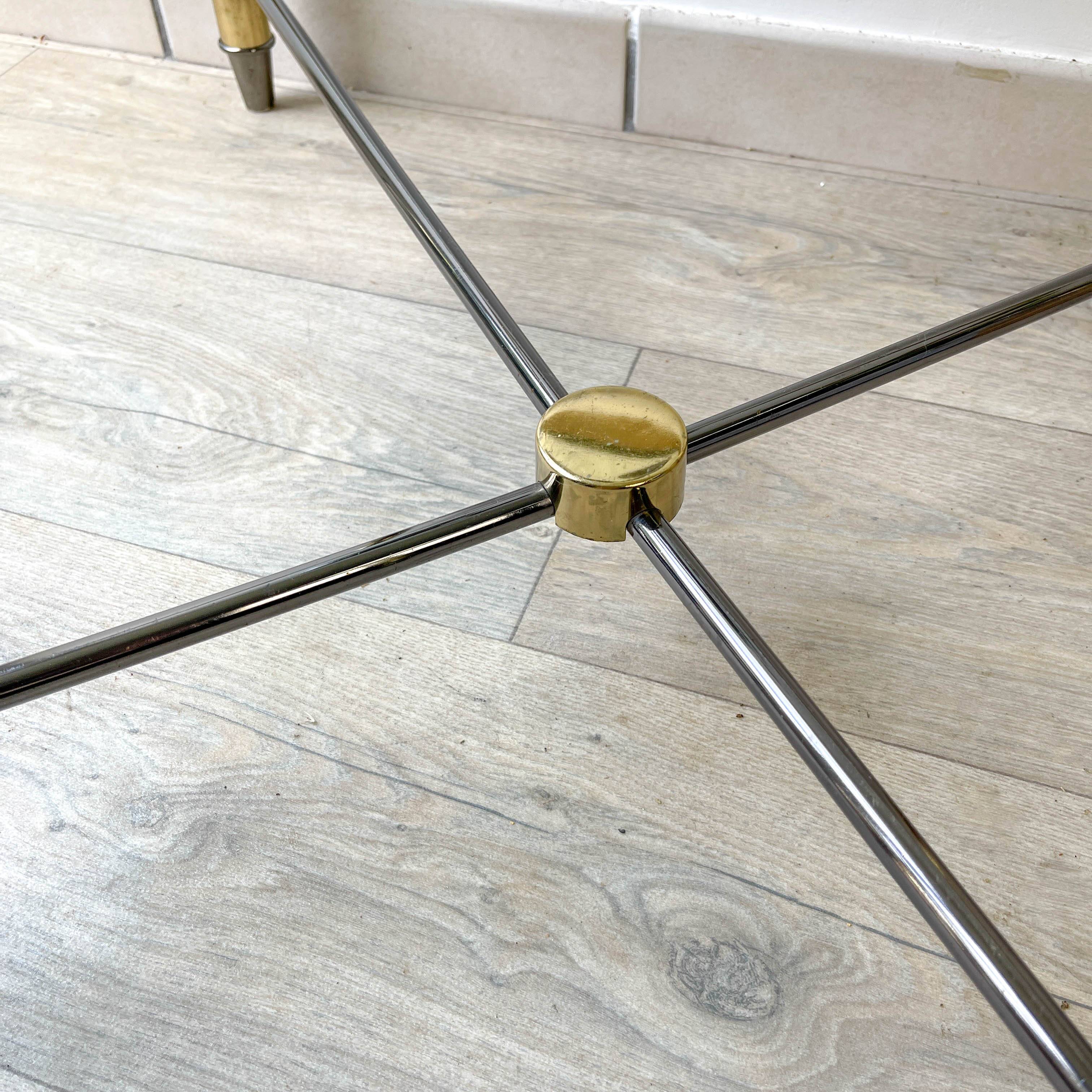 Vintage Brass and Square Beveled Glass Coffee Table