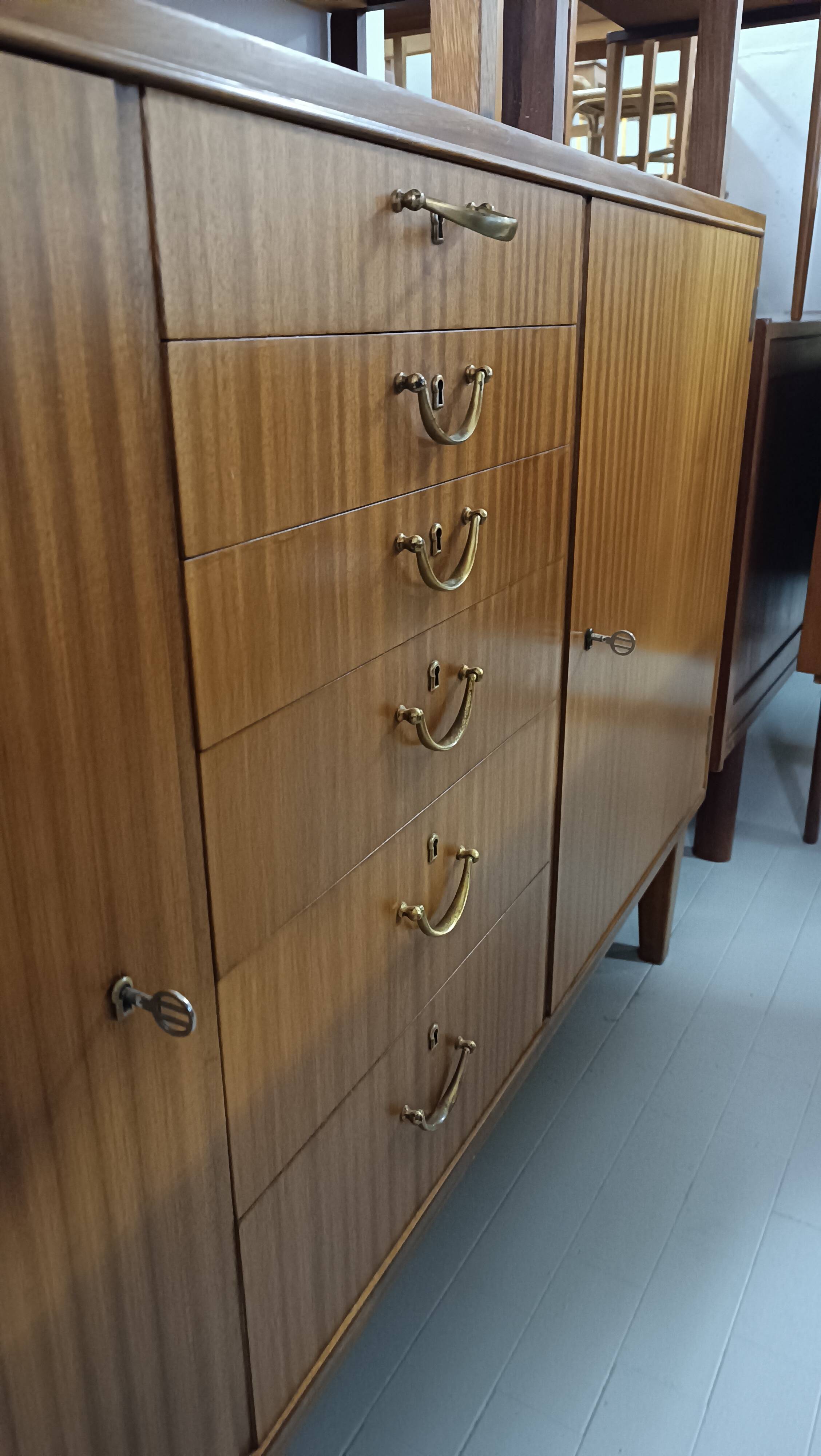 Scandinavian high sideboard with central drawers
