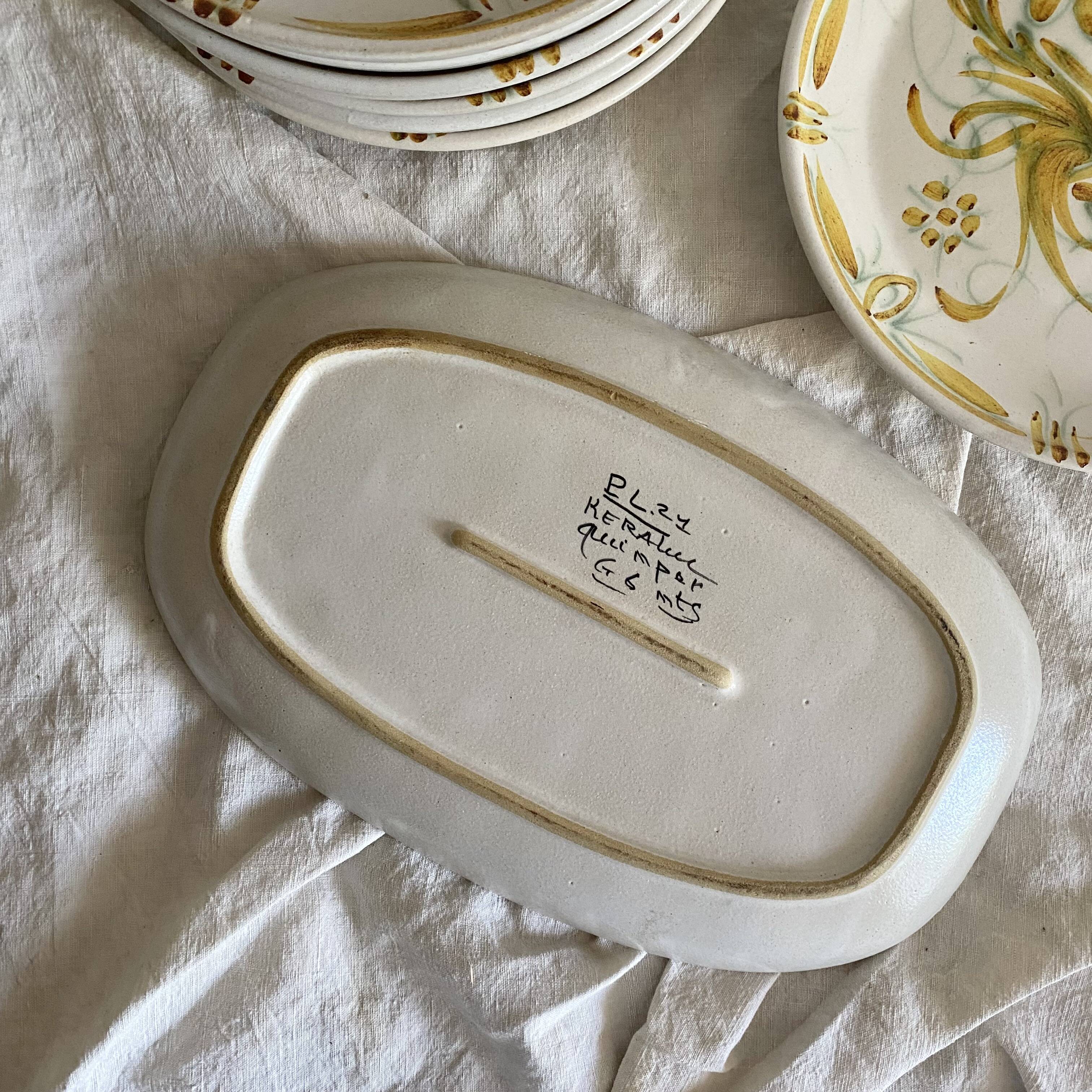 Hand-painted dessert plates Keraluc Quimper Brittany