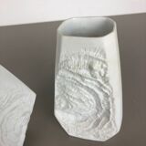 Set of 2 Original OP Art Biscuit Porcelain Vases by AK Kaiser, Germany, 1970s