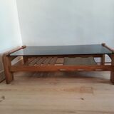 Table low pine and smoked glass