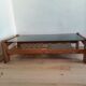 Table basse pin et verre fumé