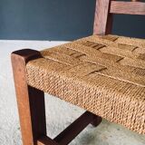 Oak & Rope Travail Populaire Side Chair, Belgium, 1950s