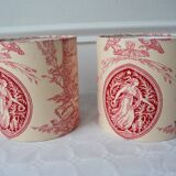 Pair of red toile de Jouy lampshades