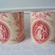 Pair of red toile de Jouy lampshades