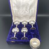 Strong silver alcohol cups in original velvet box
