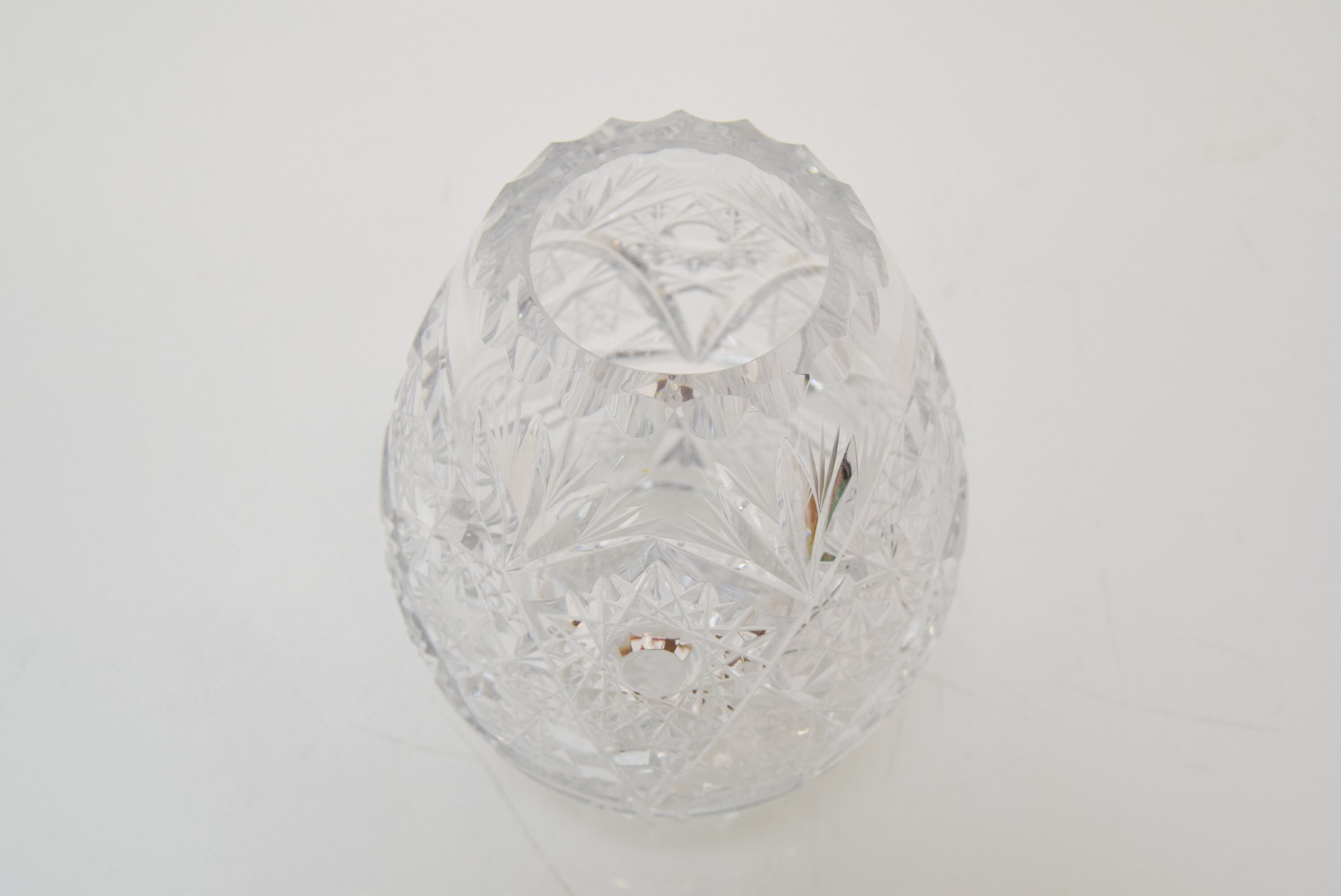 Vintage Cut Crystal Glass Vase, Glasswork Novy Bor, 1950's.