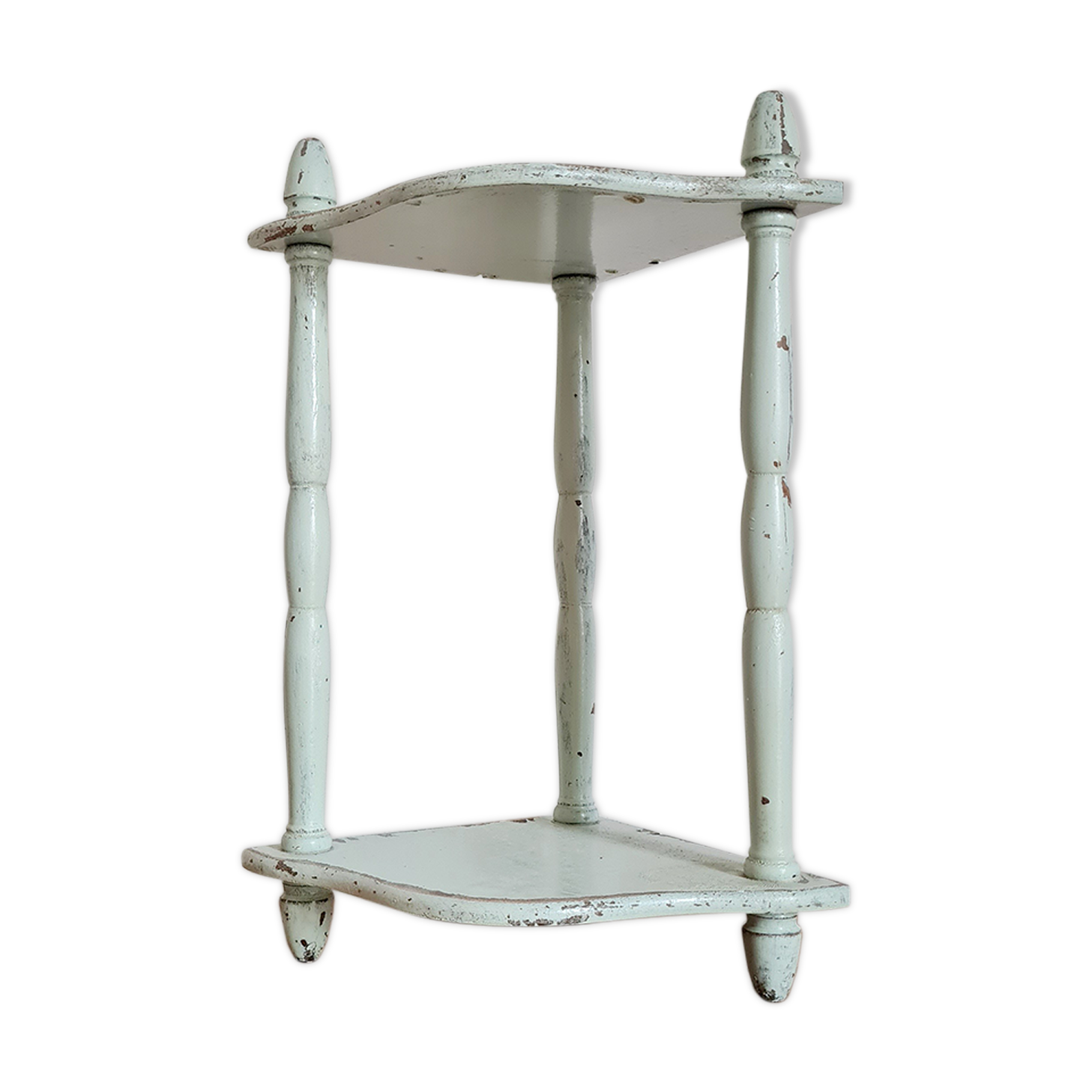 Old green patinated wooden shelf