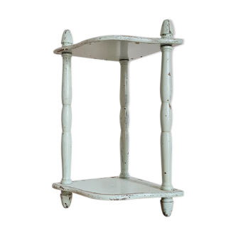 Old green patinated wooden shelf