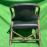 Paire de chaises longues en bambou avec cuir skai