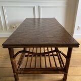 Vintage brown bamboo living room coffee table