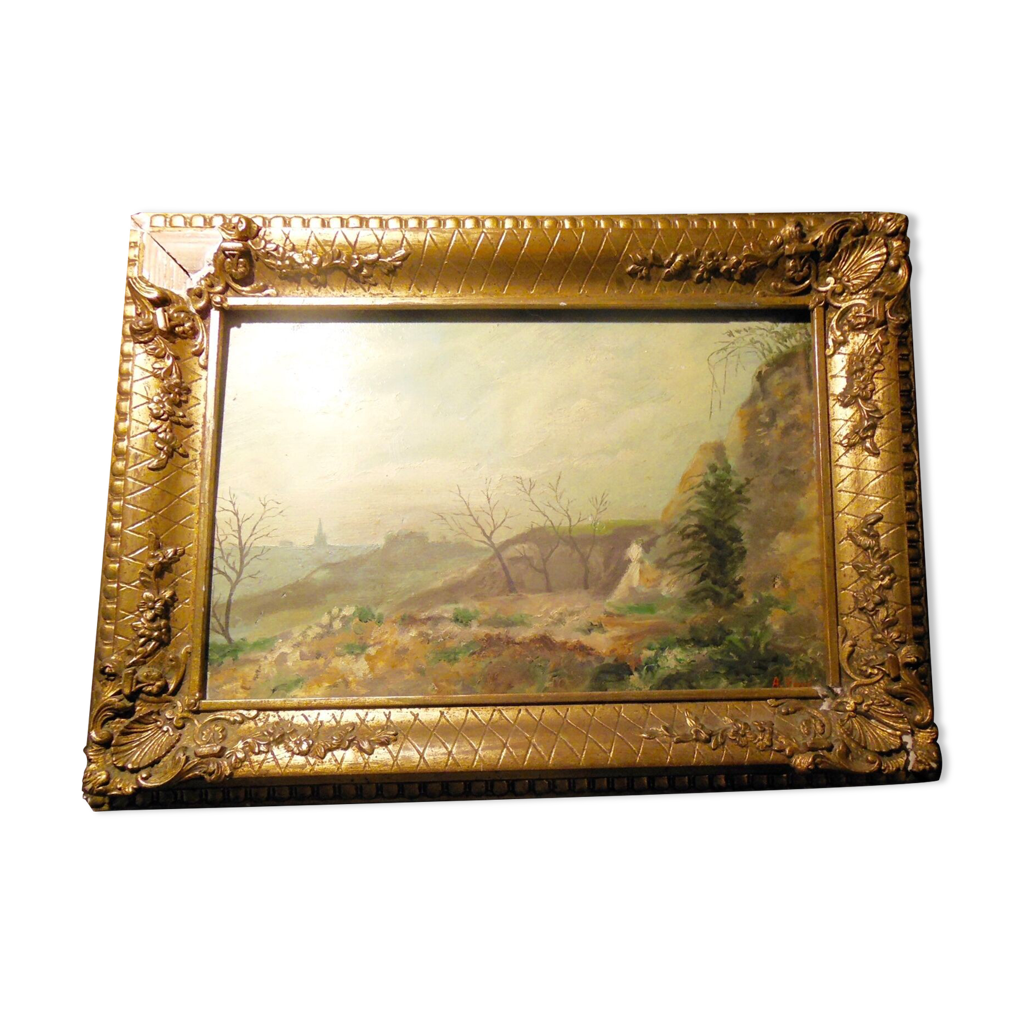 Tableau Aquarelle Originale Romney Marsh Par Hodgkinson, 1946 - Paysage Impressionniste Signé