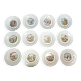 Tableware, twelve dessert plates, month of the year, around 1930.