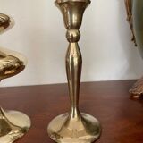 Three vintage brass candle holders