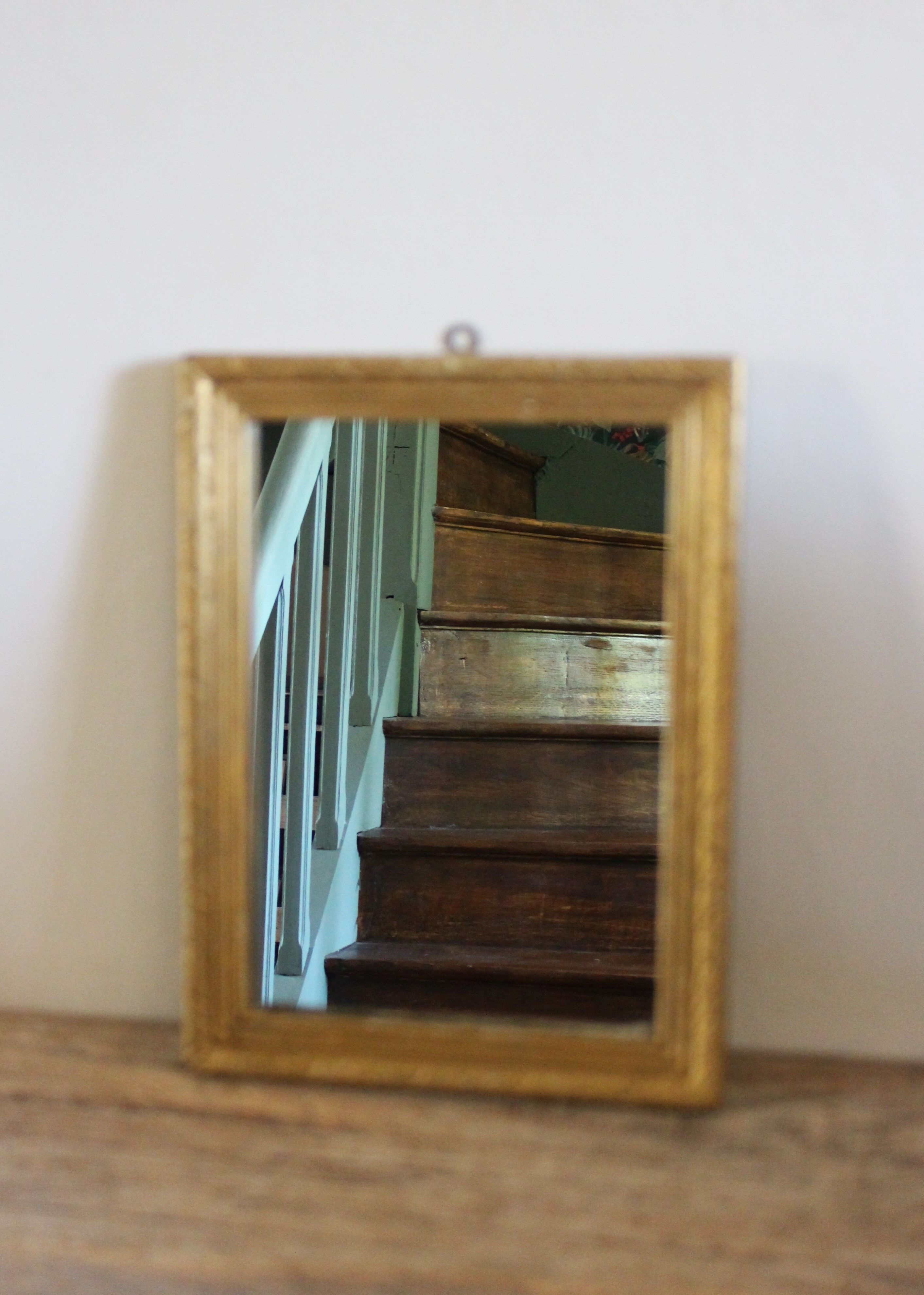 Rectangular golden wooden frame mirror