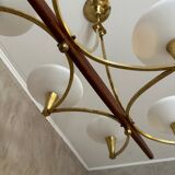 Vintage brass and opaline chandelier
