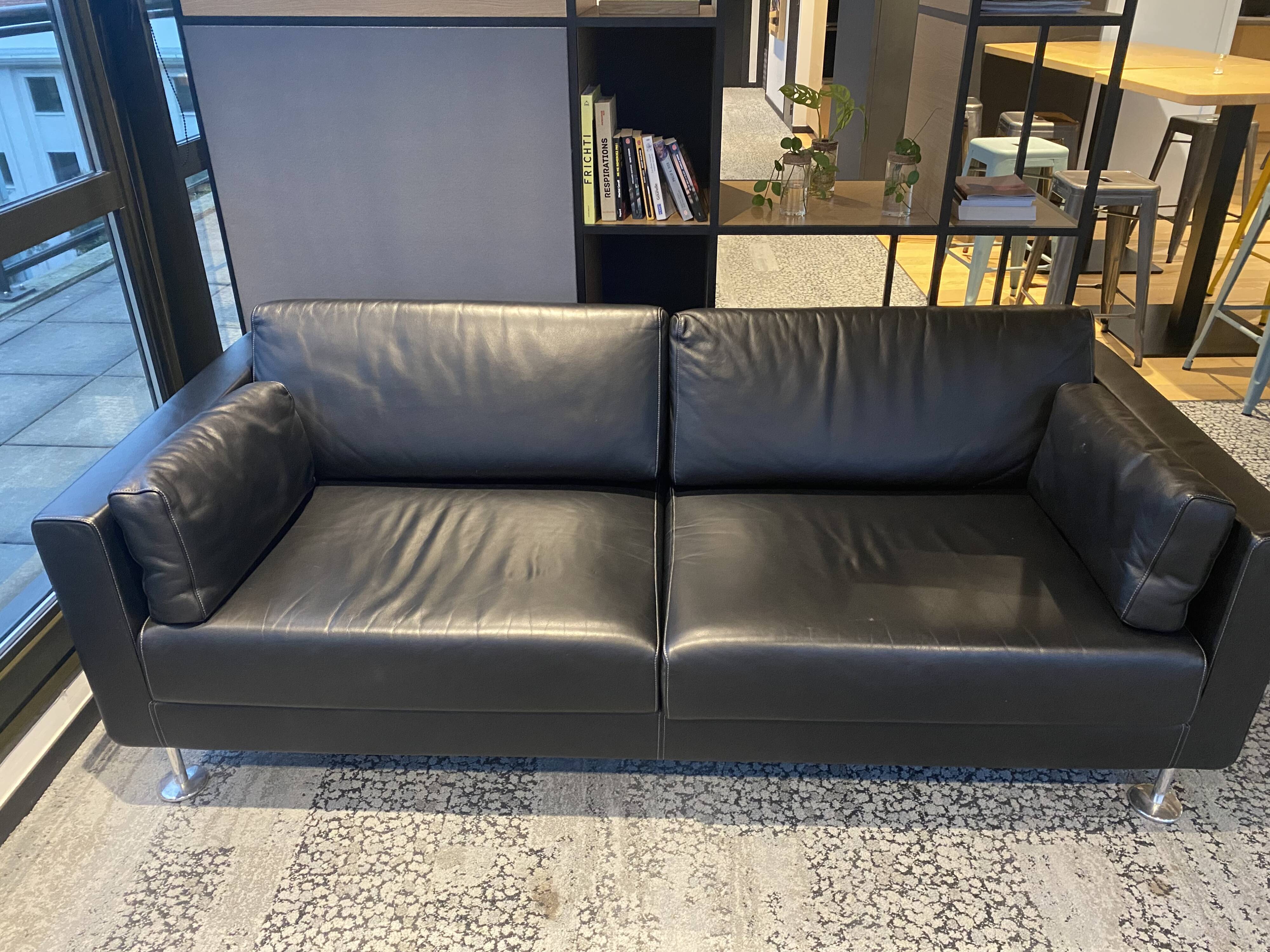 2 Vitra Park sofas by Jasper Morrison - Black leather