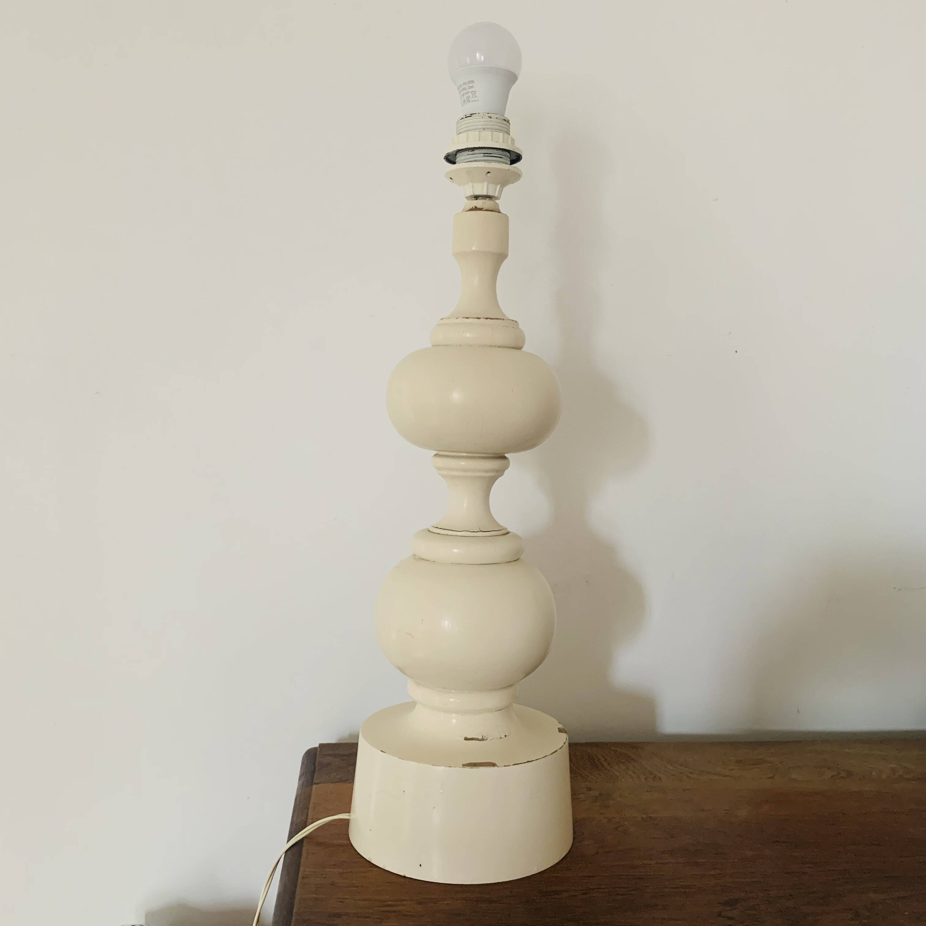 Large turned wooden lamp base