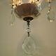 French vintage single light metal glass & acrylic crystal cage chandelier 3152
