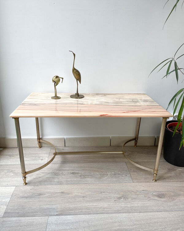 Table basse en marbre et laiton style néoclassique