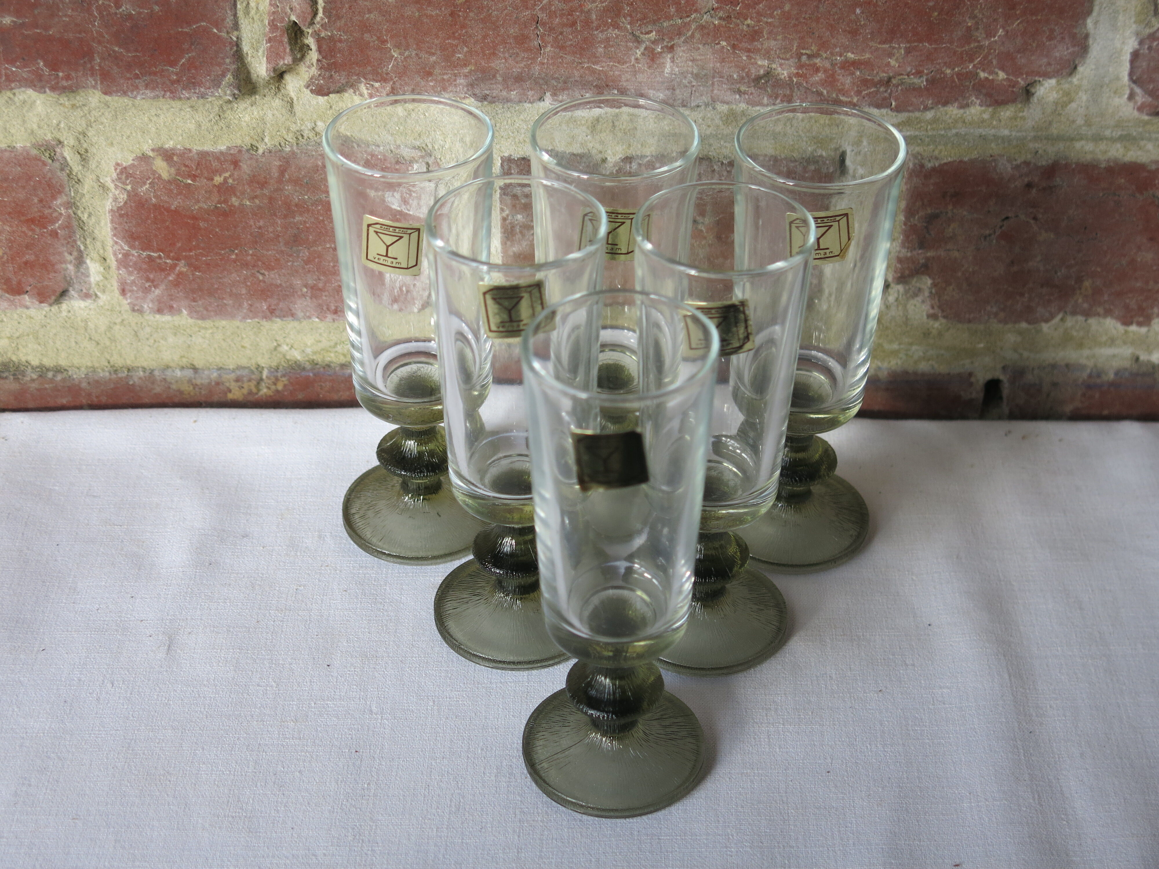 6 flûtes Vemam made in Italy pied vert