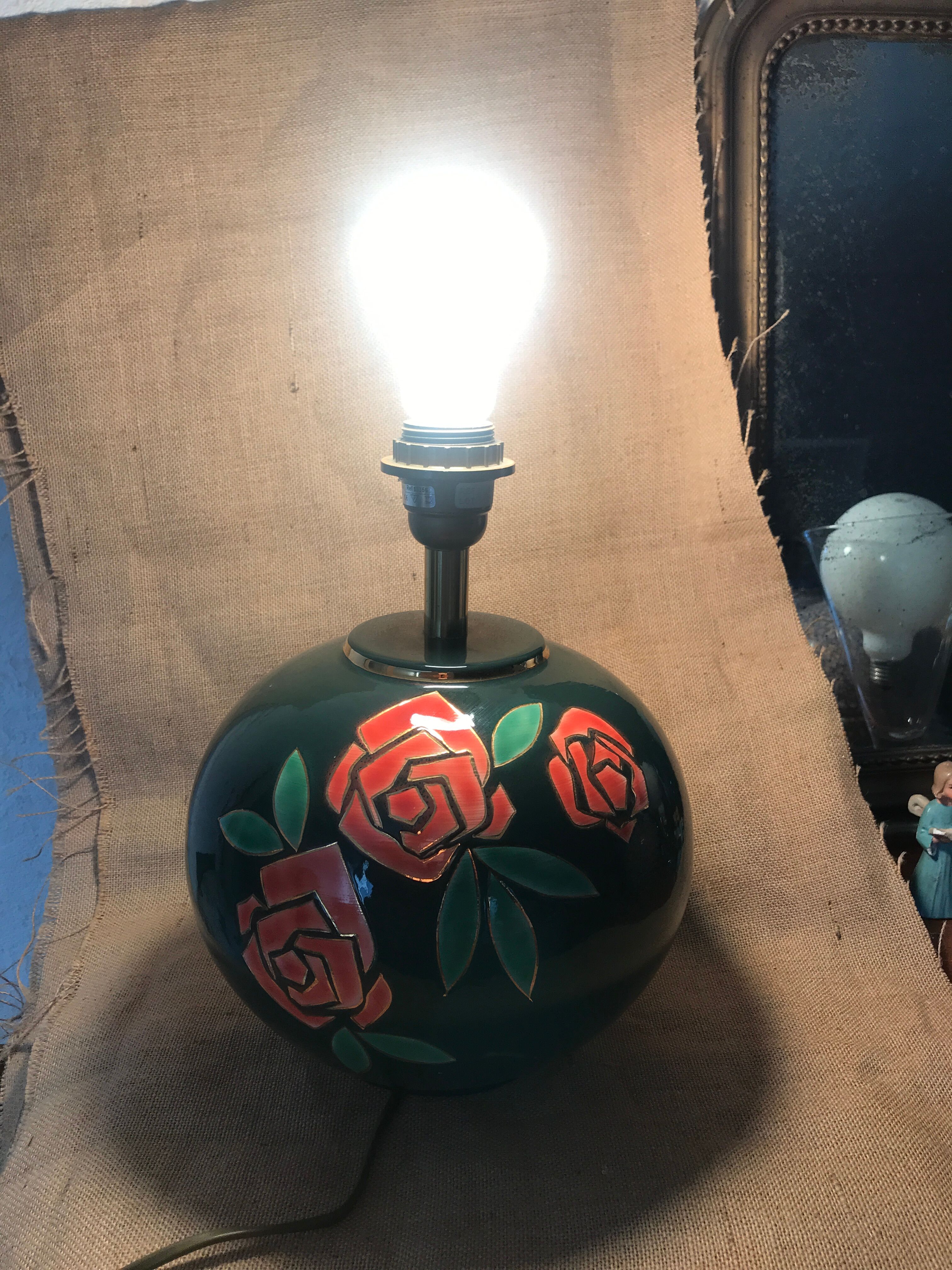 Dark Green Lamp Foot Art Deco Louis Drimmer