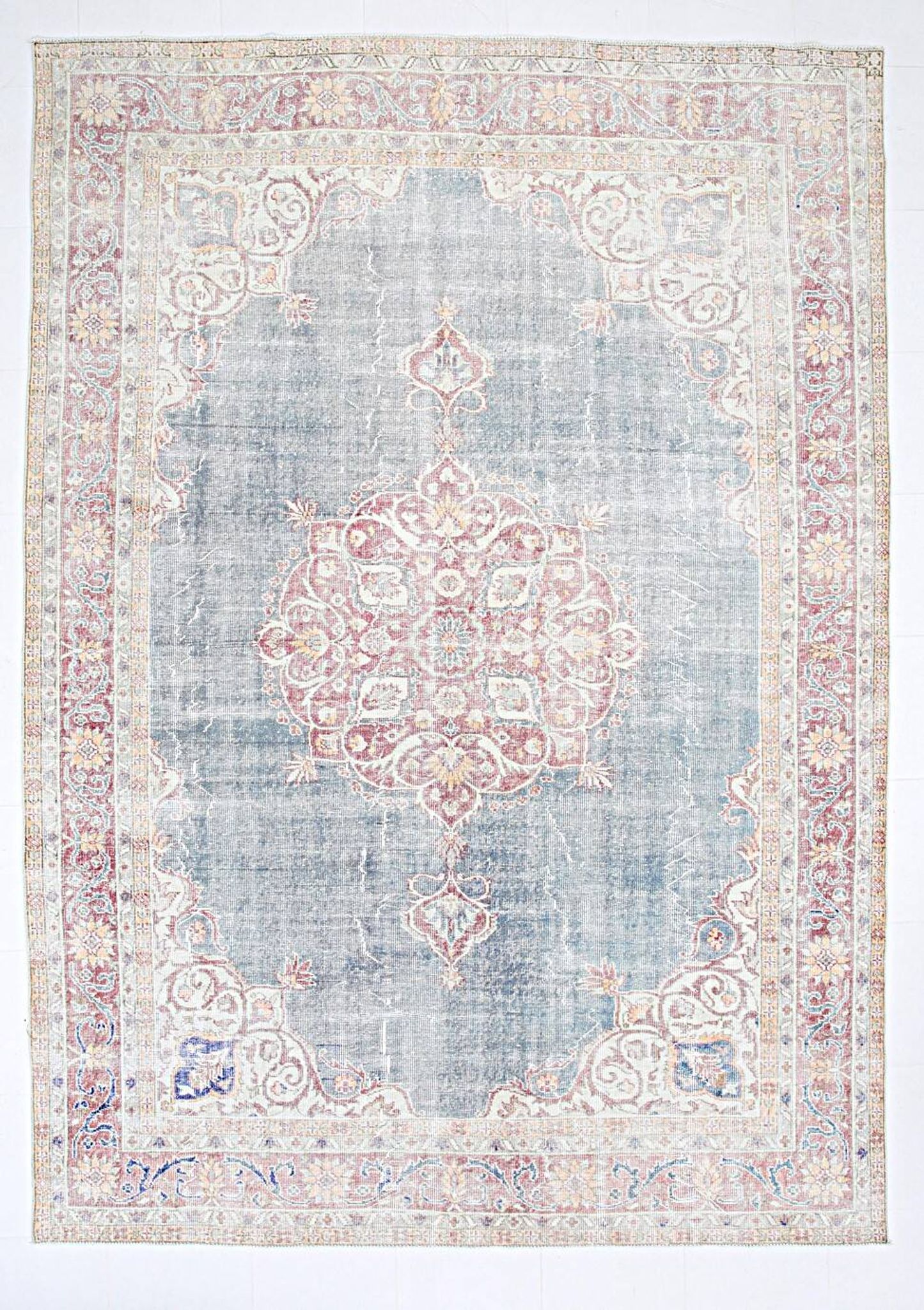 8x11 Light Navy Blue Classic Turkish Vintage Rug, 239x333Cm