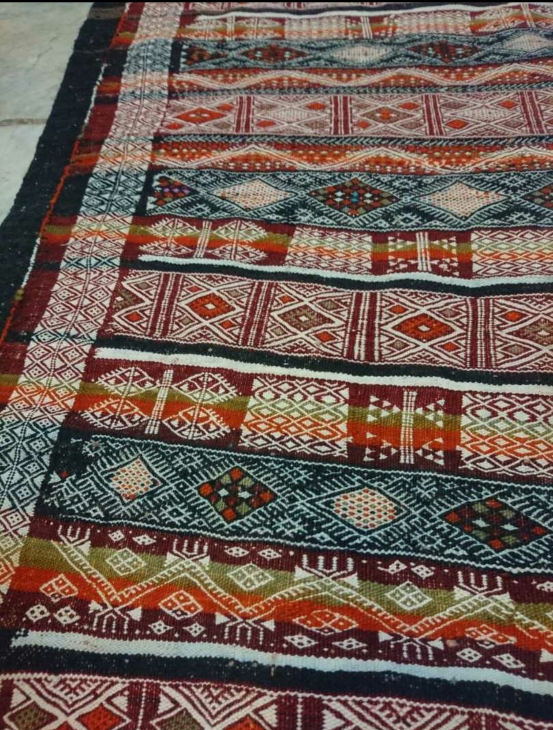 Carpet Berber kilim vintage 1970's handmade 145x250cm