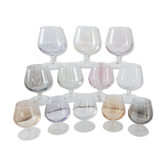 Lot de 12 verres colorés à digestif / apéritif années 60