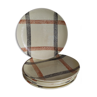 Six dessert plates earthenware of salins vintages service "rope"50s