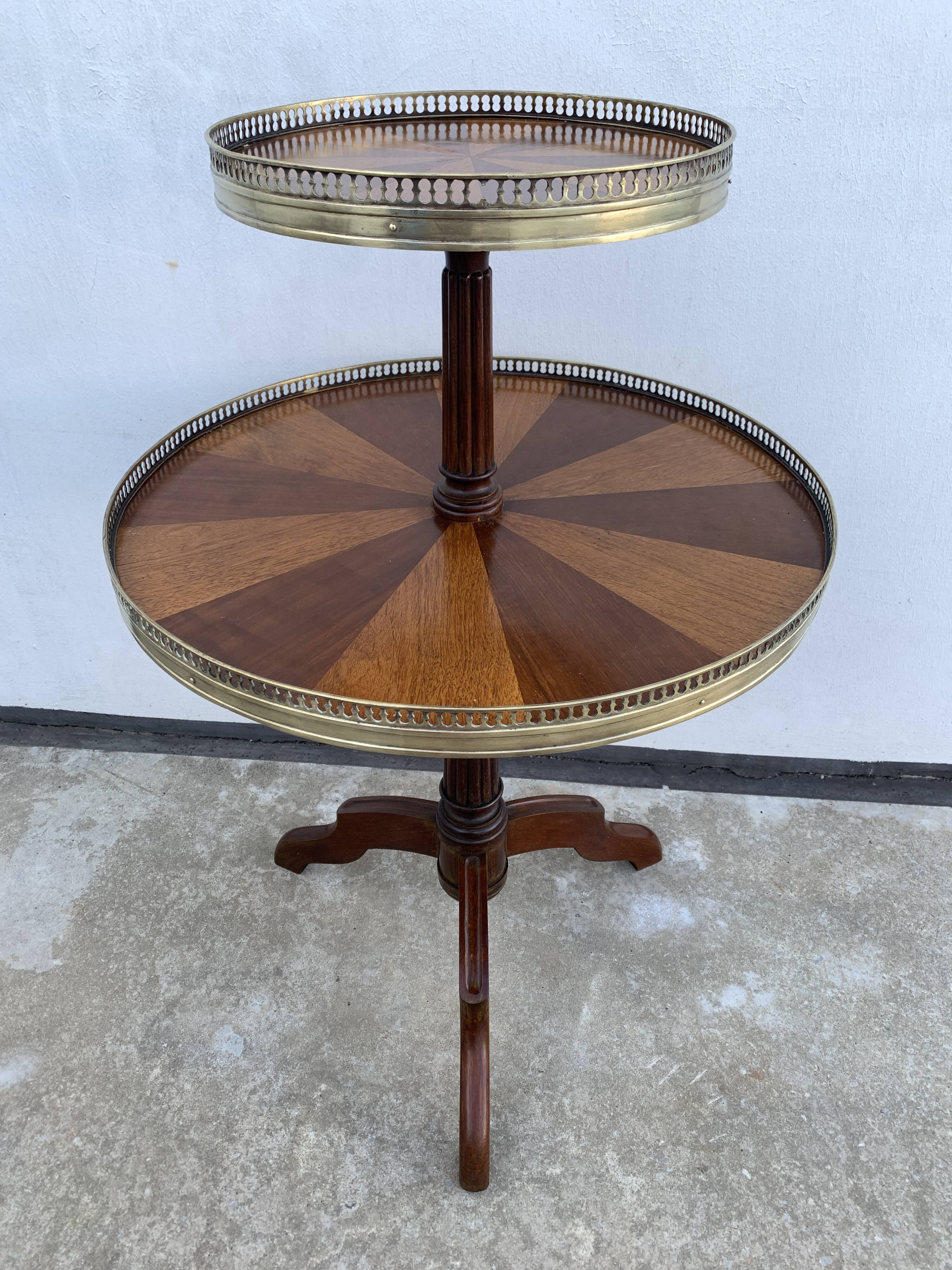 Late 19th century tripod pedestal table in wood marquetry