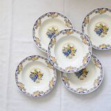 Set of 5 Boch soup plates, Fructidor service, vintage
