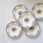 Set of 5 Boch soup plates, Fructidor service, vintage