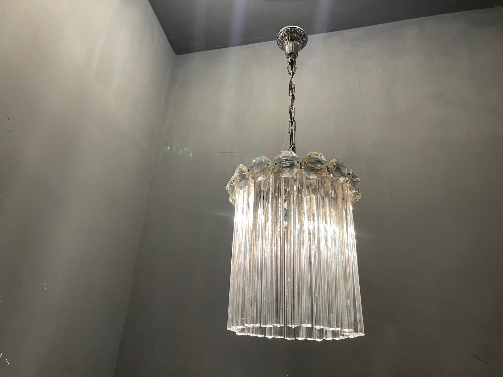 Italian Murano glass trilobi light pendant, 1960s