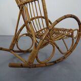 Mid-Century Italian Bamboo Rocking Chair, 1950s