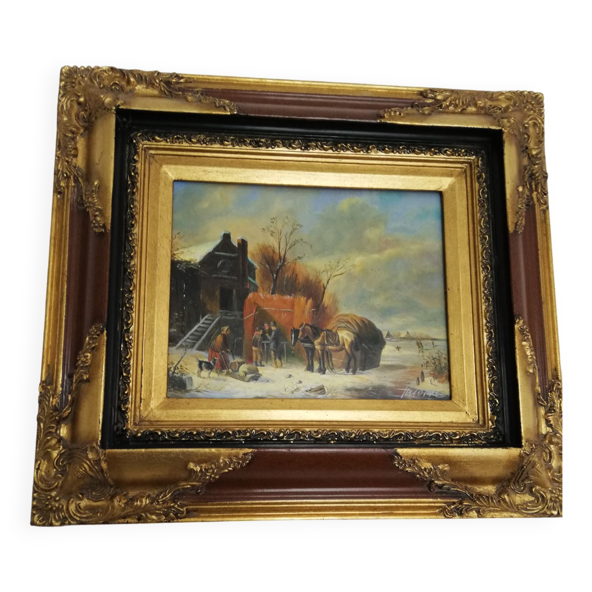 Oil painting on wood "Russian countryside"