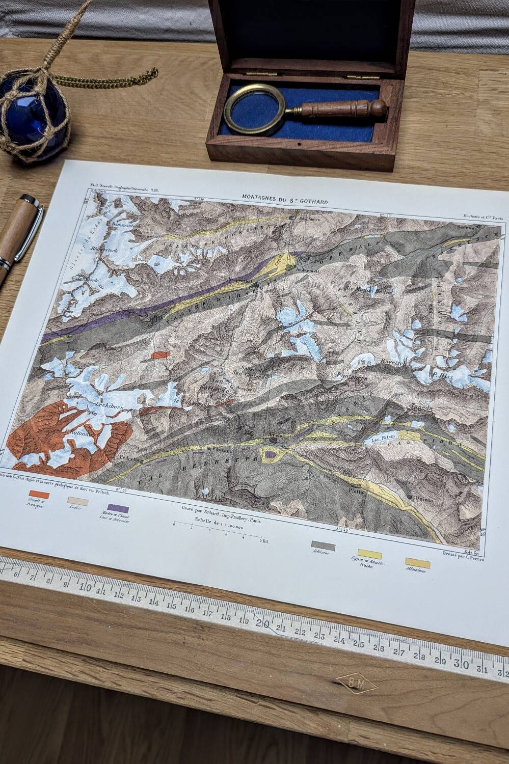 The Saint-Gothard, Switzerland, original map printed in 1878