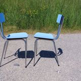 Pair of chairs in blue formica - vintage
