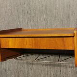 Scandinavian bedside wall shelf in teak