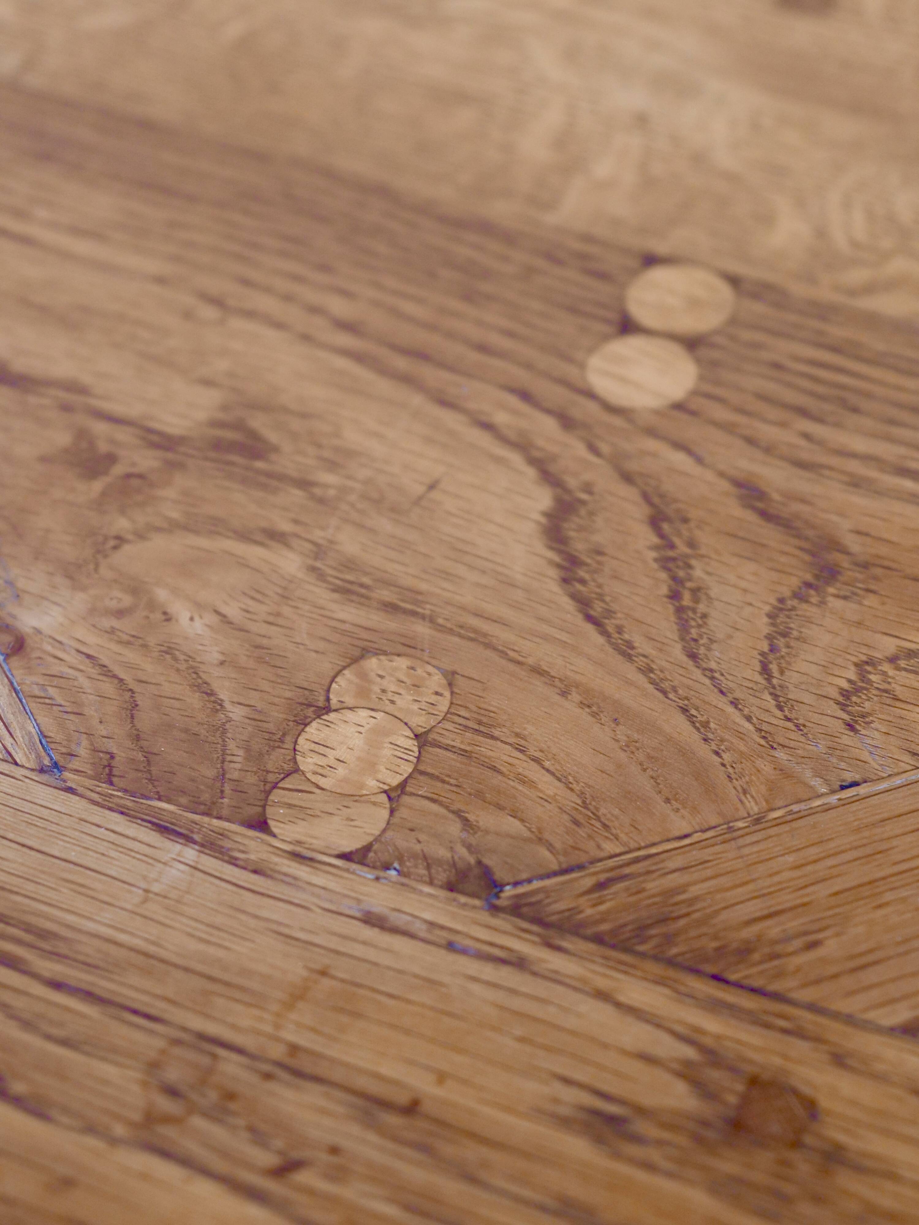 solid oak coffee table Aremberg parquet pattern from the 19th century