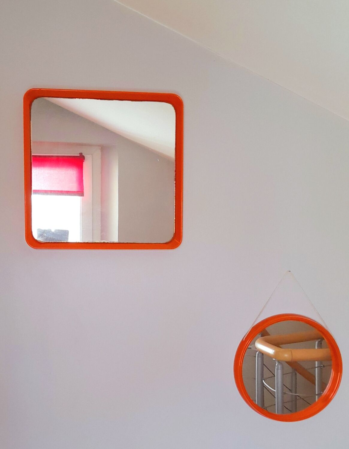 70s pop orange square mirror