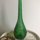 Italian carafe in green empoli glass with bubble pattern