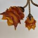 chandelier in Rococo style made of gilded bronze with 3 branches and tulips